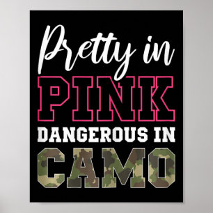 Funny Camo Hunting Pink Graphic For Women And Girl Poster