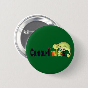 Funny Camou-flawless Chameleon Pun 6 Cm Round Badge