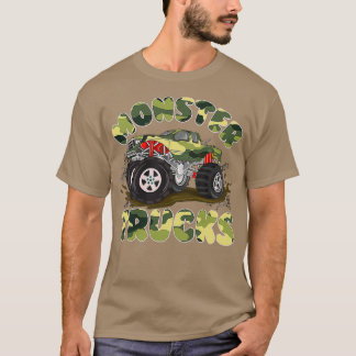Funny Camouflage Birthday Monster Trucks Gift T-Shirt