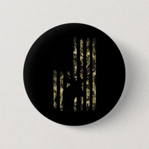 Funny Camouflage Usa Flag Whitetail Buck Deer Hunt 6 Cm Round Badge