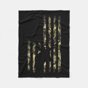 Funny Camouflage Usa Flag Whitetail Buck Deer Hunt Fleece Blanket