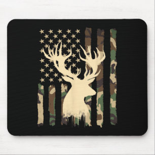 Funny Camouflage Usa Flag Whitetail Buck Deer Hunt Mouse Mat