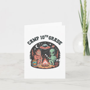 Funny Camp Out 10th Grade Bigfoot Campsite Alien C Card