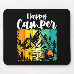 Funny camper outdoor activity camping lover happy mouse mat