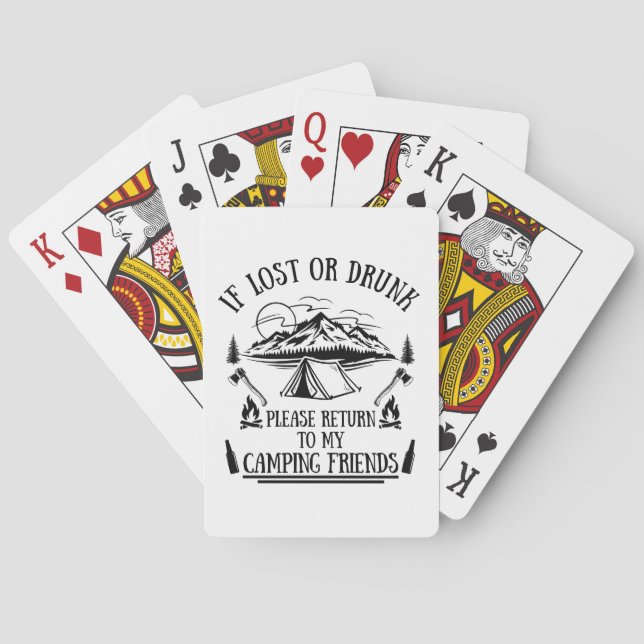 Funny camper slogan camping drinking sayings playing cards (Back)
