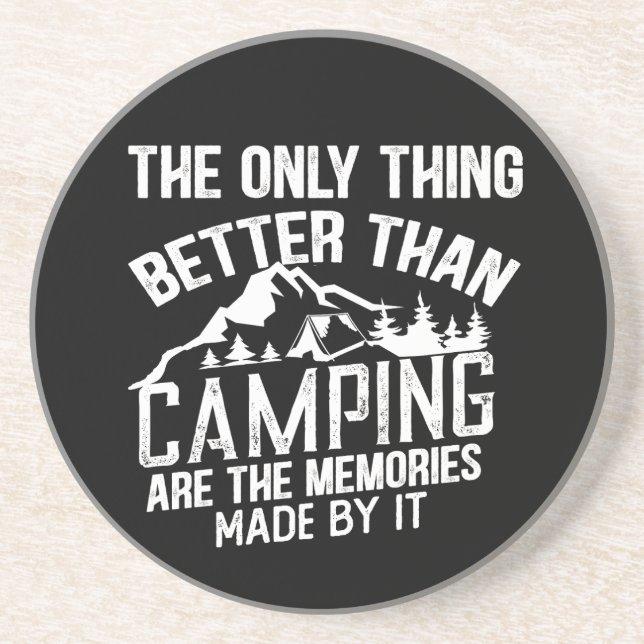 Funny camper slogan summer camping quotes coaster (Front)