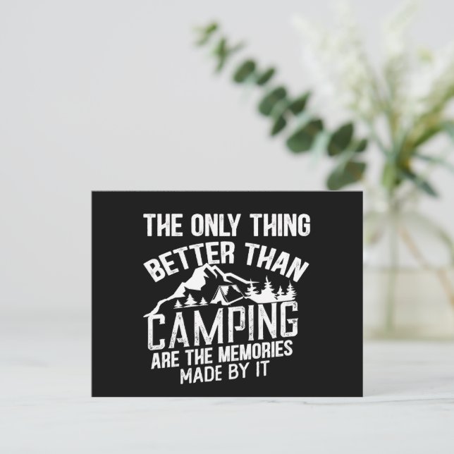 Funny camper slogan summer camping quotes holiday postcard (Standing Front)