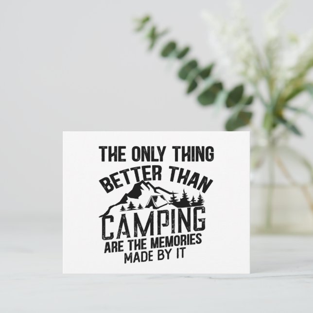 Funny camper slogan summer camping quotes holiday postcard (Standing Front)