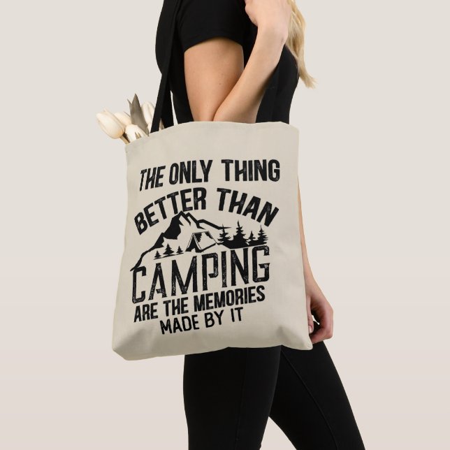 Funny camper slogan summer camping quotes tote bag (Close Up)