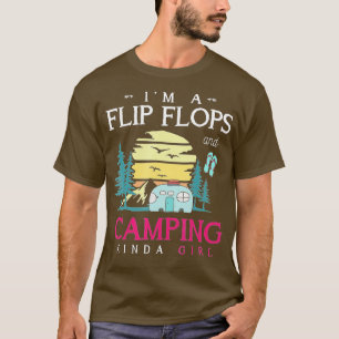 Funny Camper Women Girls Camp Flip Flops Retro Cam T-Shirt