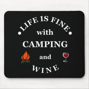 funny camping and wine saying mouse mat