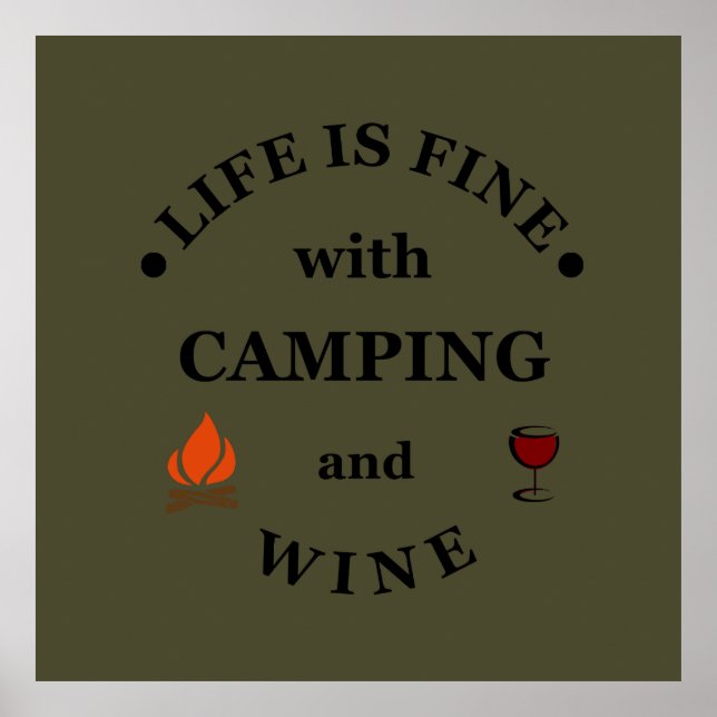 funny camping and wine saying poster (Front)