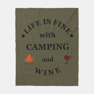 Funny camping and wine sayings fleece blanket