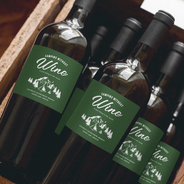 Funny Camping Bachelorette Wine Label (Creator Uploaded)