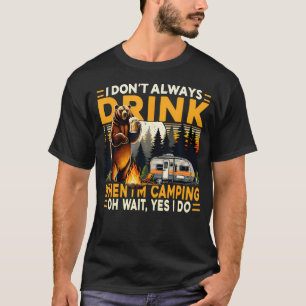 Funny Camping Bear Drinking Beer Team Campfire T-Shirt