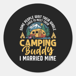 Funny Camping Camper Couple Camping Lovers Partner Classic Round Sticker