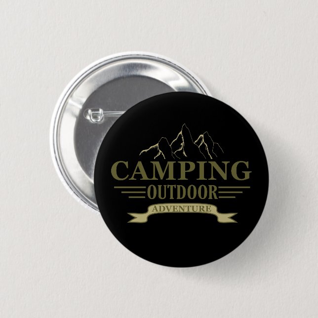 Funny camping camper sayings for campers 6 cm round badge (Front & Back)