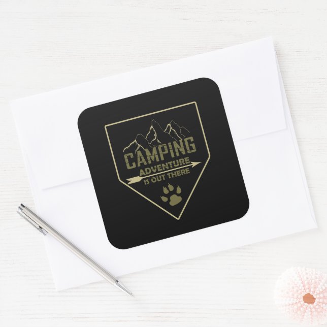 Funny camping camper sayings for campers square sticker (Envelope)