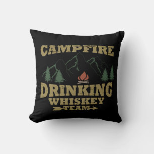 Funny Camping Camper Whiskey quote Cushion