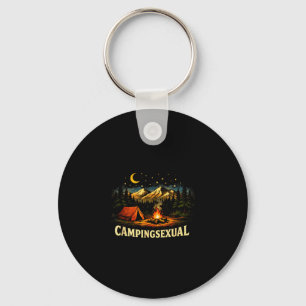 Funny camping campfire mountains outdoor key ring