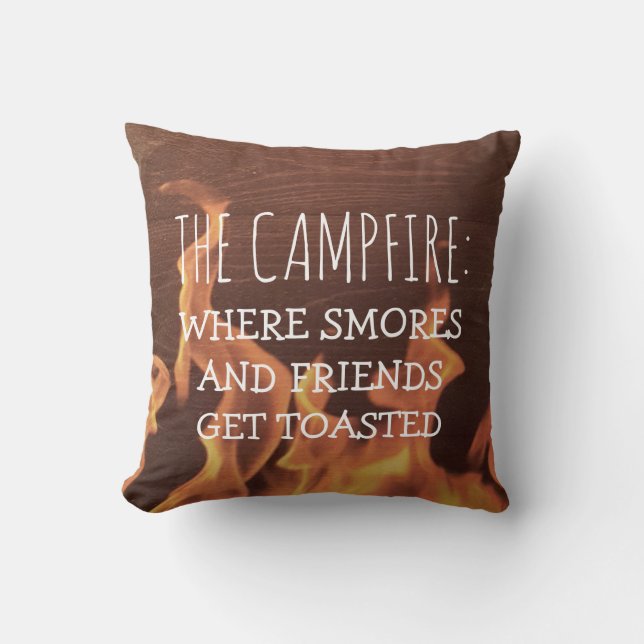 Funny Camping Campfire Saying Smores Friends Cushion (Front)