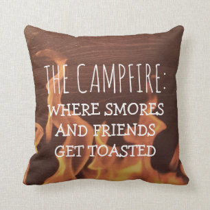 Funny Camping Campfire Saying Smores Friends Cushion