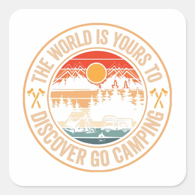 Funny Camping Campfire Smores Quote Square Sticker (Front)