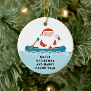 Funny Camping Canoe Keepsake Ceramic Tree Decoration
