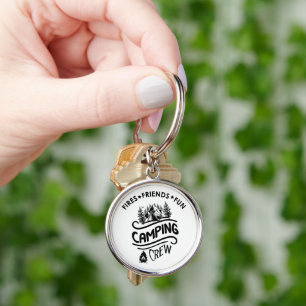 Funny camping crew slogan camper friends key ring