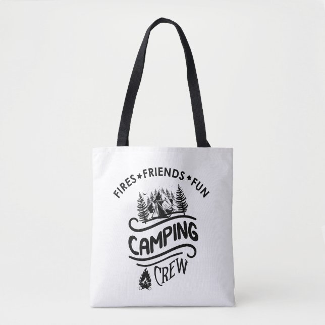 Funny camping crew slogan camper friends tote bag (Front)