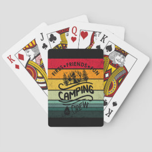Funny camping crew slogan fun camper friends playing cards