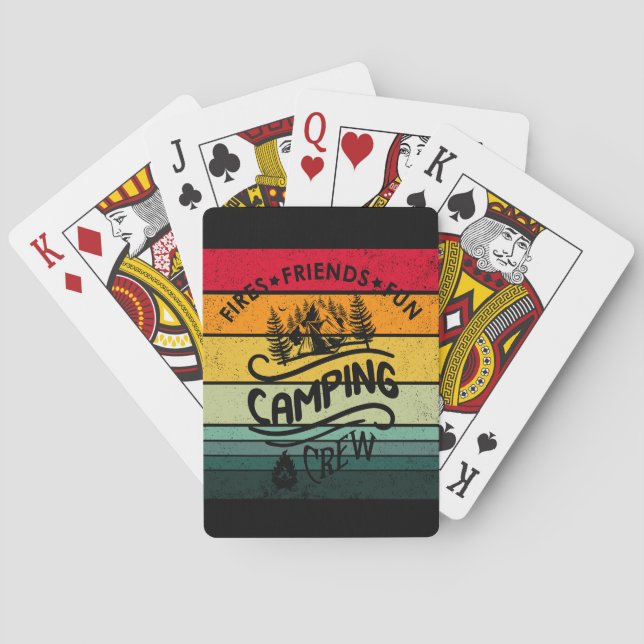 Funny camping crew slogan fun camper friends playing cards (Back)