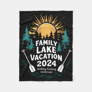 Funny Camping Hiking Cabin 2024 Family Lake Vacati Fleece Blanket