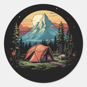 Funny Camping Hiking Lover Classic Round Sticker