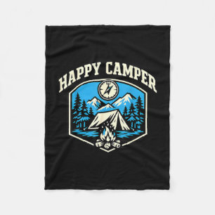 Funny camping hiking lover happy camper  fleece blanket