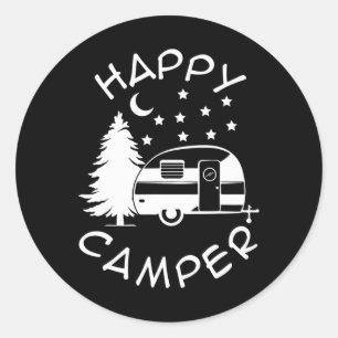 Funny Camping Hiking Lover Present Happy Camper 20 Classic Round Sticker