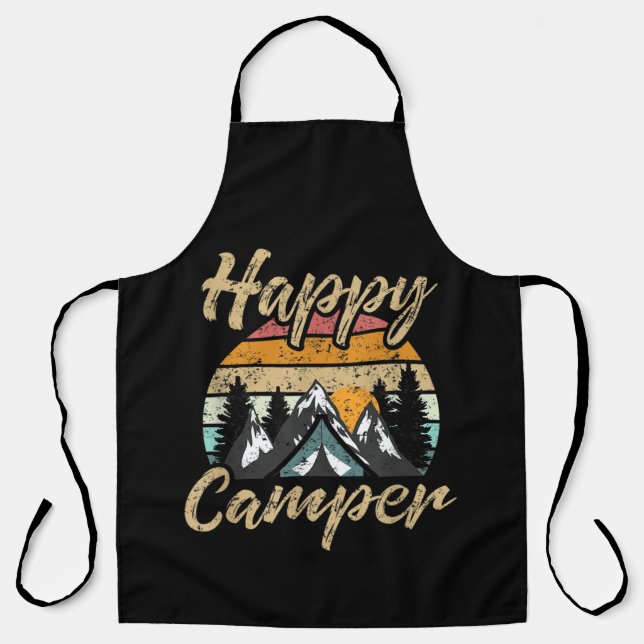 Funny Camping Hiking Lover Present Happy Camper Apron (Front)