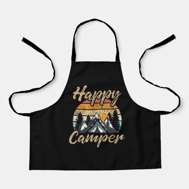 Funny Camping Hiking Lover Present Happy Camper Apron (Front)