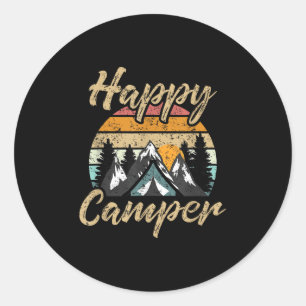 Funny Camping Hiking Lover Present Happy Camper Gi Classic Round Sticker