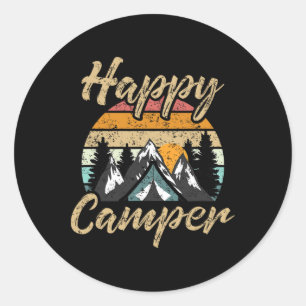 Funny Camping Hiking Lover Present Happy Camper Gi Classic Round Sticker