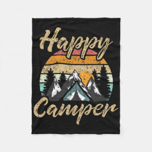 Funny Camping Hiking Lover Present Happy Camper Gi Fleece Blanket