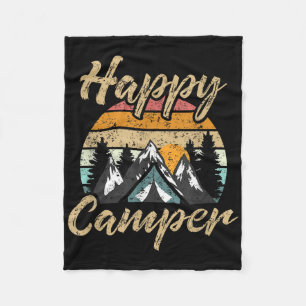 Funny Camping Hiking Lover Present Happy Camper Gi Fleece Blanket