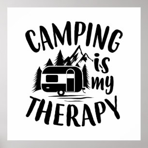 Funny Camping is my Therapy word art Poster