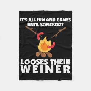 Funny Camping Loose Your Weiner Campfire Fleece Blanket
