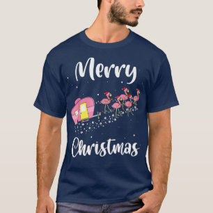 Funny Camping Merry Christmas Flamingo Pink Campin T-Shirt