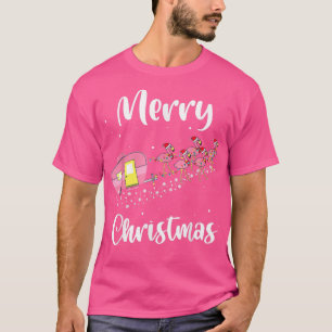 Funny Camping Merry Christmas Flamingo Pink Campin T-Shirt