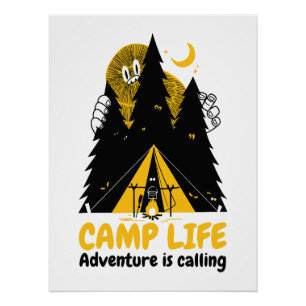 Funny Camping Monster – Camp Life Adventure Poster