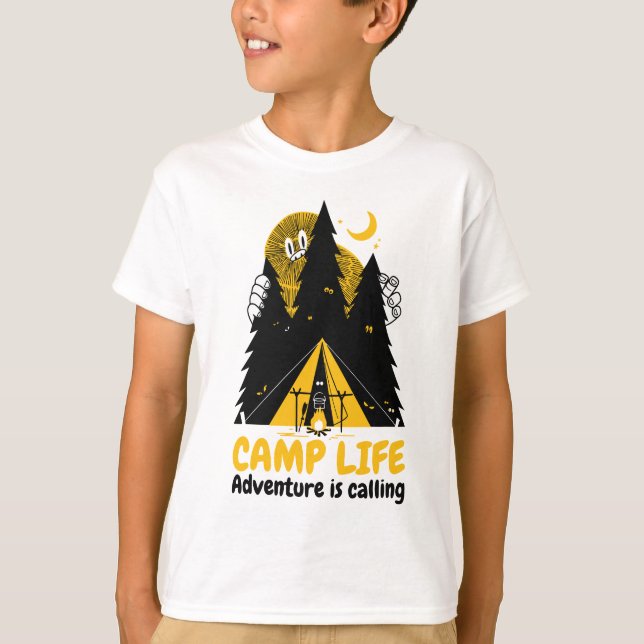 Funny Camping Monster – Camp Life Adventure T-Shirt (Front)