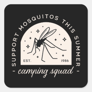 Funny camping mosquito summer camp square sticker