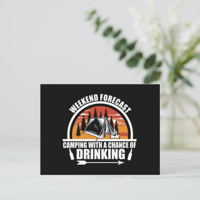 Funny camping quote holiday postcard (Standing Front)